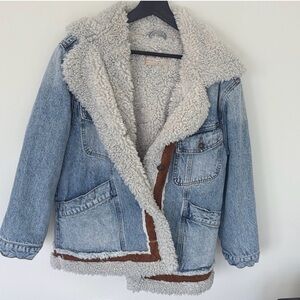 Free People Denim Jacket with Cream Sherpa Lining